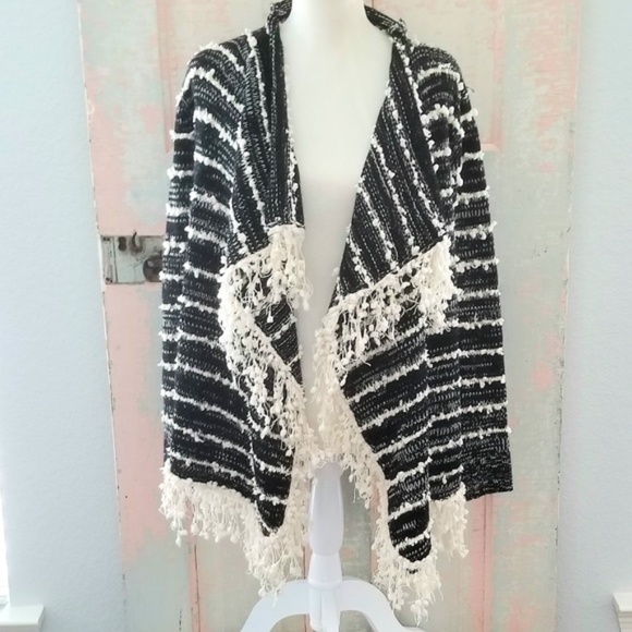 Make Offer La Fee Verte Stripe Fringe Cardigan - Picture 5 of 8